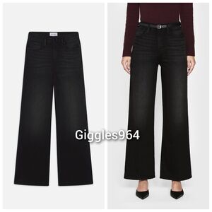 FRAME Le Slim Palazzo Wide Leg Pants Jeans Crescent Black